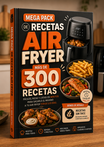 Mega Pack Air Fryer: +300 Recetas Fáciles + Bonos Exclusivos Sin TACC 🍟🔥